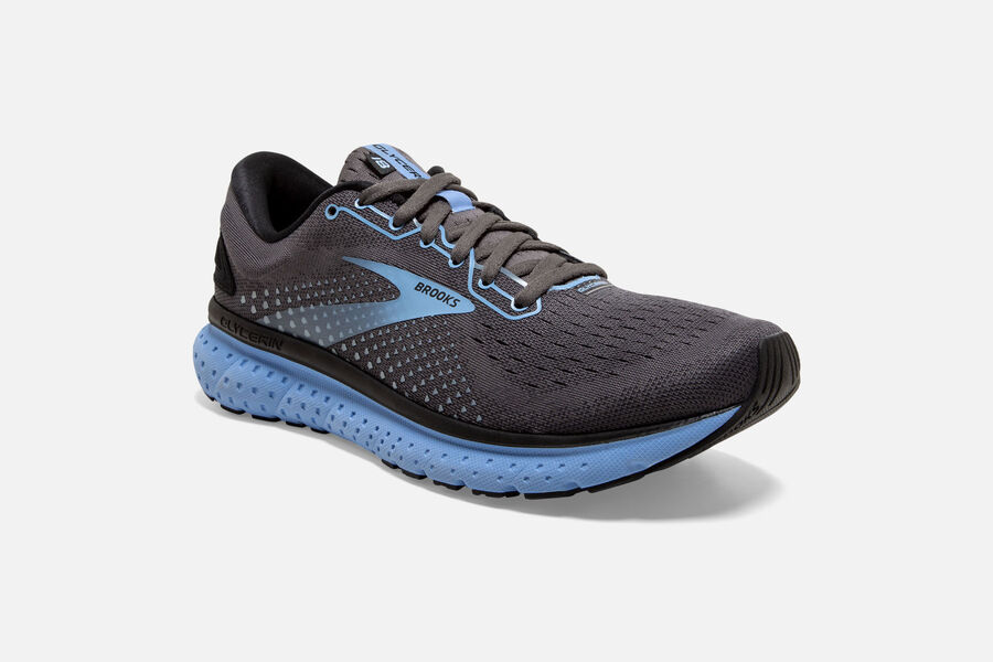 Glycerin 18 Road Brooks Running Shoes NZ Womens - Black/Blue - XYLAWV-745